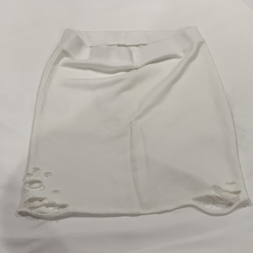 NSF x Revolve Adalia Destroyed Skirt in White - Picture 3 of 6